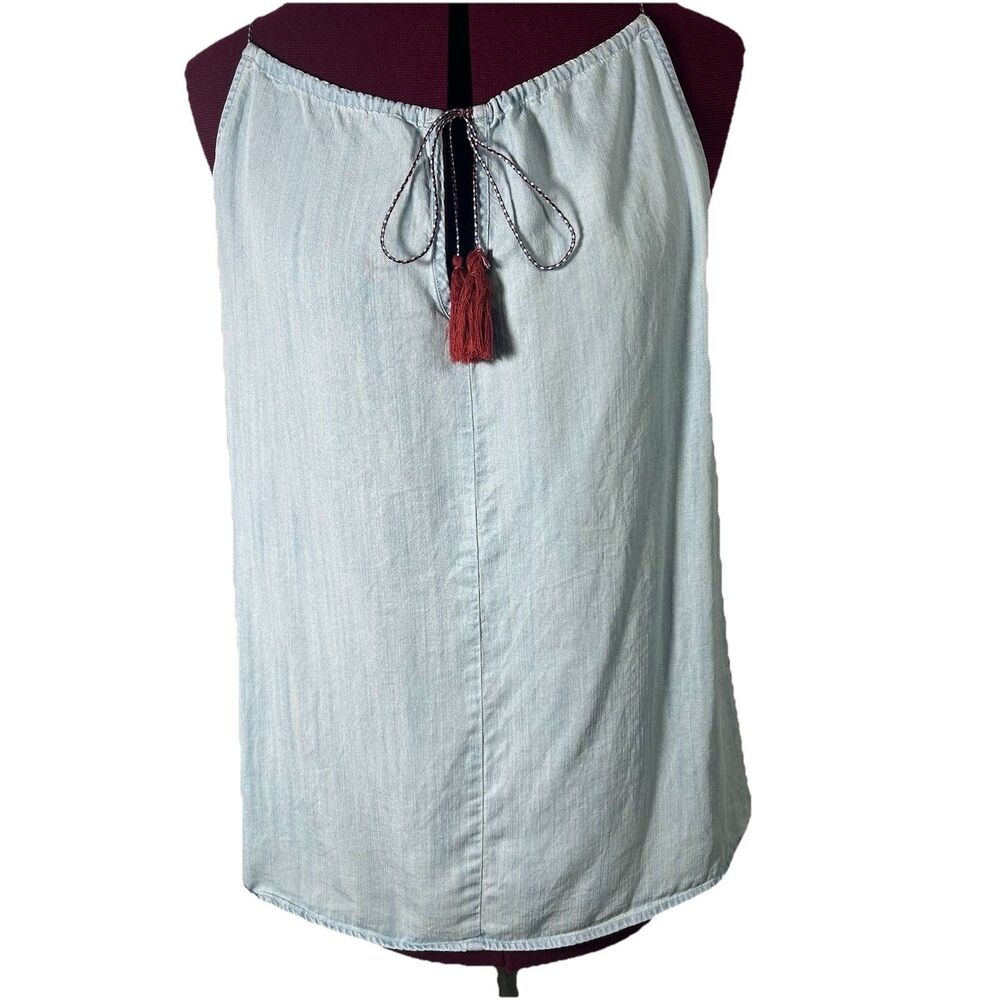 Rails Liv Light Vintage Wash Chambray Sleeveless Halter Tank Top Sz M Boho Y2K
